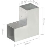 Spojnik za stupove u L-obliku od pocinčanog metala 91 x 91 mm | shoptok.hr