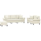  3-dijelni set sofa s jastucima krem baršunasti | shoptok.hr
