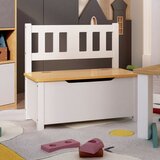 vidaXL otroška klop za shranjevanje bela in bež 60x33x55 cm MDF Cene