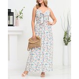 Resti White floral maxi dress with straps - Clothing Cene