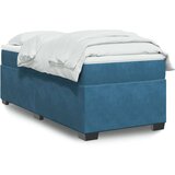 vidaXL Box spring postelja z vzmetnico temno modra 80x200 cm žamet | Shoptok.si