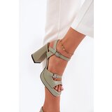 VINCEZA Ladies leather sandals on heel | shoptok.hr