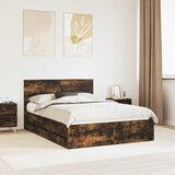  Krevetna konstrukcija s ladicama Dimljeni hrast 135 x 190 cm Smeđa 200 x 138 x 90 cm | Shoptok.si