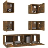  Komplet TV omaric 6-delni dimljen hrast inženirski les, (20734487) | Shoptok.si