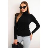 Kesi Włoski Women's viscose sweater with a turtleneck and long sleeves black Cene