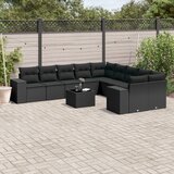  11-dijelni set vrtnih sofa od poliratana s jastucima crni | shoptok.hr