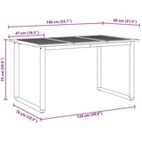 Vanjski Zunanja Jedilna Miza Siva 140x80x75 cm Jeklo in Trden Akacijev Les | Shoptok.si