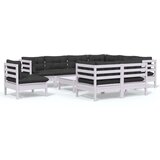  Vrtna sedežna garnitura 10-delna z blazinami bela borovina, (20973270) | Shoptok.si