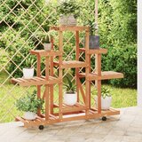 vidaXL Stojalo za rastline s kolesi 110x25x101 cm trden les jelke Cene
