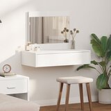 vidaXL bela mdf 83 x 40 x 70 cm ogledalo toaletna miza pravokotna Cene