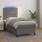 Maison Chic Box spring postelja - Vzmetna postelja z vzmetnico LED siv 90x190 cm umetno usnje SL22108, (21904992) | Shoptok.si