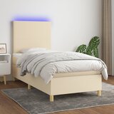 The Living Store Box spring postelja z vzmetnico LED krem 100x200 cm blago - Box Spring Postelja, (21519920) | Shoptok.si