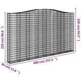  Obokane gabion košare 3 kosa 400x30x220/240 cm pocinkano železo, (20981954) | Shoptok.si