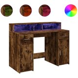  Radni stol s LED svjetlima boja hrasta 120x55x91 cm drveni | Shoptok.si