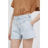 Pepe Jeans Traper kratke hlače Summer Sky za žene, glatki materijal, visoki struk