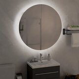  Kupaonski ormarić s okruglim ogledalom LED Siva 54x54x17,5 cm | shoptok.hr