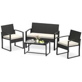 Costway Set vrtnega pohi&amp;scaron;tva 2 fotelja, klop in miza, (5000219195) Slike