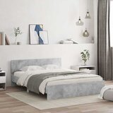 Okvir za krevet s uzglavljem i LED siva boja betona 150x200 cm | Eponuda.com