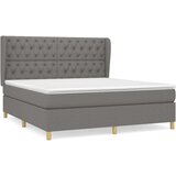  Box spring postelja z vzmetnico temno siva 160x200 cm blago, (20790632) | Shoptok.si