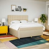 Krevet s oprugama i madracem krem 180x200 cm od tkanine | shoptok.hr