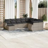 vidaXL 10-dijelni set vrtnih sofa poliratan s jastucima svijetlosivi | shoptok.hr