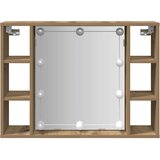 Ormarić s ogledalom LED boja hrasta artisan 76x15x55 cm drveni | shoptok.hr