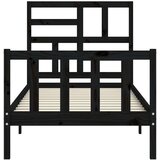  Posteljni okvir z vzglavjem črn 2FT6 trden les, (20735266) | Shoptok.si