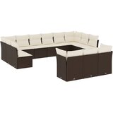 vidaXL 13-dijelni set vrtnih sofa s jastucima smeđi od poliratana | shoptok.hr
