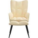 The Living Store Stol za sproščanje s stolčkom kremno bel žamet - Stol Za Sproščanje, (21419469) | Shoptok.si