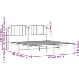 Metalni okvir za krevet s uzglavljem bijeli 183x213 cm | shoptok.hr