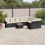  10-dijelni set vrtnih sofa s jastucima crni od poliratana | shoptok.hr