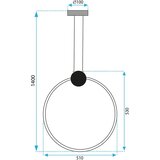 Toolight Stropni luster LED APP1398-CP BLACK 50cm | shoptok.hr
