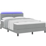 vidaXL Box Spring Postelja z Blazinico & LED Svetloba Svetlo siva 160x200 cm Tkanina | Shoptok.si