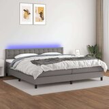  Box spring s madracem LED tamnosivi 200x200 cm tkanina | shoptok.hr