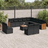  14-dijelni set vrtnih sofa s jastucima poliratan crni | shoptok.hr