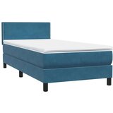 Box spring postelja z vzmetnico temno modra 100x210 cm žamet, (21792303) | Shoptok.si