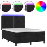 vidaXL Box spring postelja z vzmetnico LED črna 140x190 cm žamet, (20900830) Cene