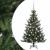  Umjetno božićno drvce s kuglicom 150 cm 150 LED lampica - Zelena 150 cm s LED-ima i srebrnim lopticama | shoptok.hr