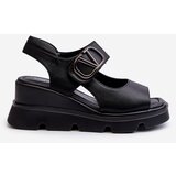 VINCEZA Women's Black Wedge and Platform Sandals in Eco Leather Triaola | shoptok.hr