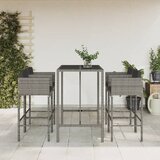 vidaXL Vrtna barska garnitura 5-delna z blazinami siva poli ratan | Shoptok.si