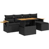 vidaXL Vrtna sedežna garnitura z blazinami 6-delna črn ratan/akacija, (21782969) | Shoptok.si