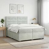  Boxspring krevet s madracem Svjetlosiva 200 x 200 cm Baršun - Svjetlosiva 200 x 200 cm Prošiveno gumbima | shoptok.hr