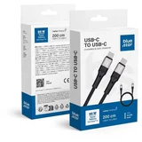 pleteni kabel s USB C na USB C konektorom 3A 60W 2m