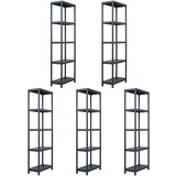 vidaXL Stojala s policami 5 kosov plastika 125 kg 60x30x180 cm črna Cene