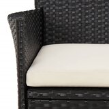  3-dijelni vrtni bistro set od poliratana s jastucima crni Crna | shoptok.hr