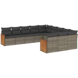 Maison Chic Seti vrtnega pohištva - Vrtna garnitura - Vrtni pohištvo set 11-delna z blazinami siv poli ratan, (21817191) | Shoptok.si