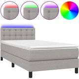  Box spring postelja z vzmetnico LED sv. siva 100x200 cm blago, (20724167) | Shoptok.si