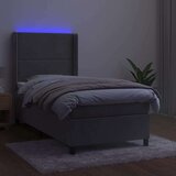  Krevet box spring s madracem LED svjetlosivi 90x200 cm baršun | shoptok.hr