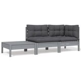Maison Chic Seti vrtnega pohištva - Vrtna garnitura - Vrtni pohištvo set 3-delna z blazinami siva trdna borovina, (21811243) | Shoptok.si