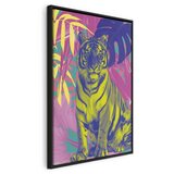  Slika - Colorful Tiger - Intense Colors of a Tiger Surrounded by Tropical Plants 60x90 U crnom drvenom okviru | shoptok.hr